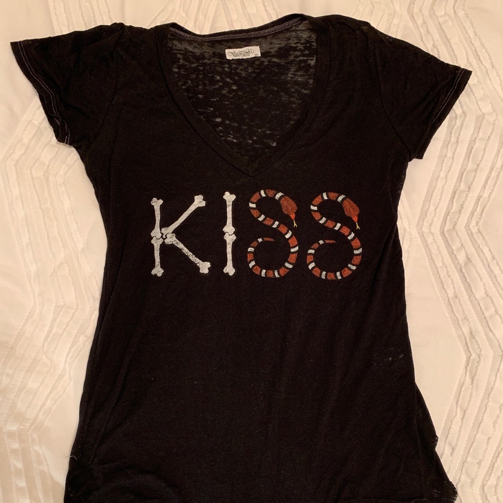 Lauren Moshi Kiss Rock Burnout Tee XS